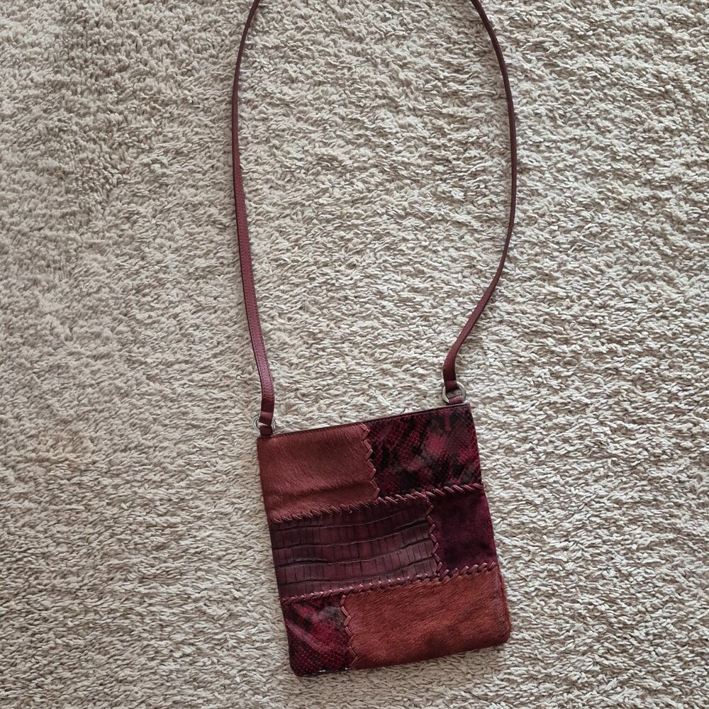 Fossil Vintage Patchwork Leather Crossbody in Wine Color